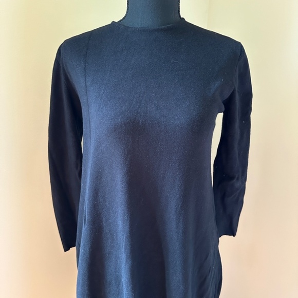 *ZARA* Black Long Sleeve Knit Dress Size Large - Picture 2 of 7